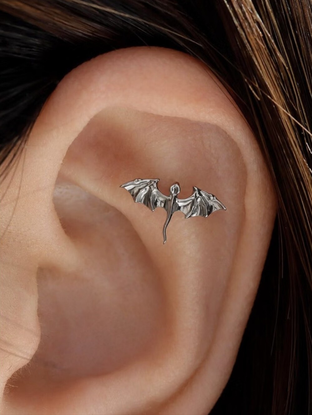 16G Silver Dragon Helix Earring